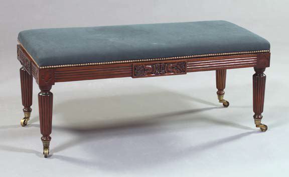 Appraisal: William III-Style Mahogany Bench the padded rectangular seat above a