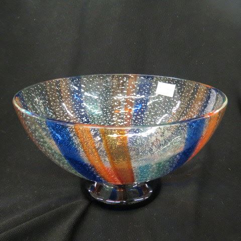 Appraisal: Murano Art Glass Bowl silver mica with blue orange topaz