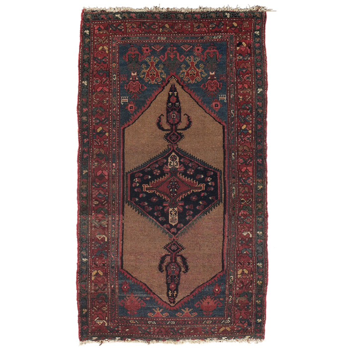 Appraisal: Hamadan rug c floral design with a red border some