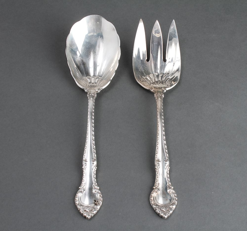 Appraisal: Gorham Silver English Gadroon Salad Servers Pair Gorham sterling silver