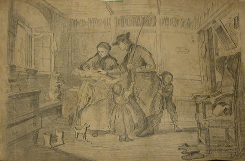 Appraisal: drawings a After Enlisting Aug b Woman Cooking c Farmer