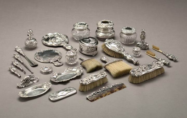 Appraisal: Twenty-Eight-Piece Collection of Silver Toilette Articles first quarter th century