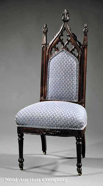 Appraisal: An American Gothic Carved Rosewood Side Chair mid- th c