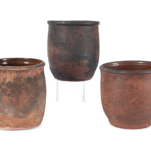 Appraisal: Three Redware Jars th Century each of ovoid form with