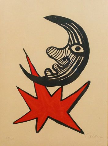 Appraisal: Alexander Calder Lithograph Moon and Red Star Alexander Calder American