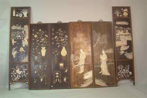 Appraisal: SIX CHINESE PANELS th century comprising a pair of double