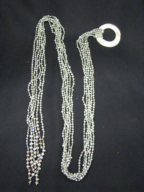 Appraisal: Fine Pearl Lariat Necklace six strands of fine silver grey