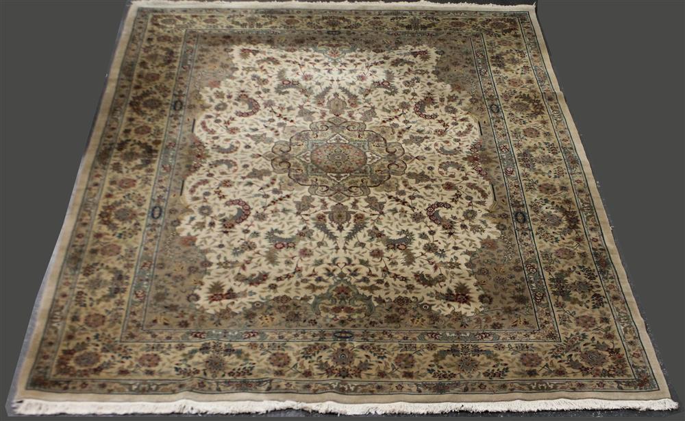 Appraisal: CHINESE WINDHAM MEDALLION SILK AND WOOL ORIENTAL DESIGN RUG thick