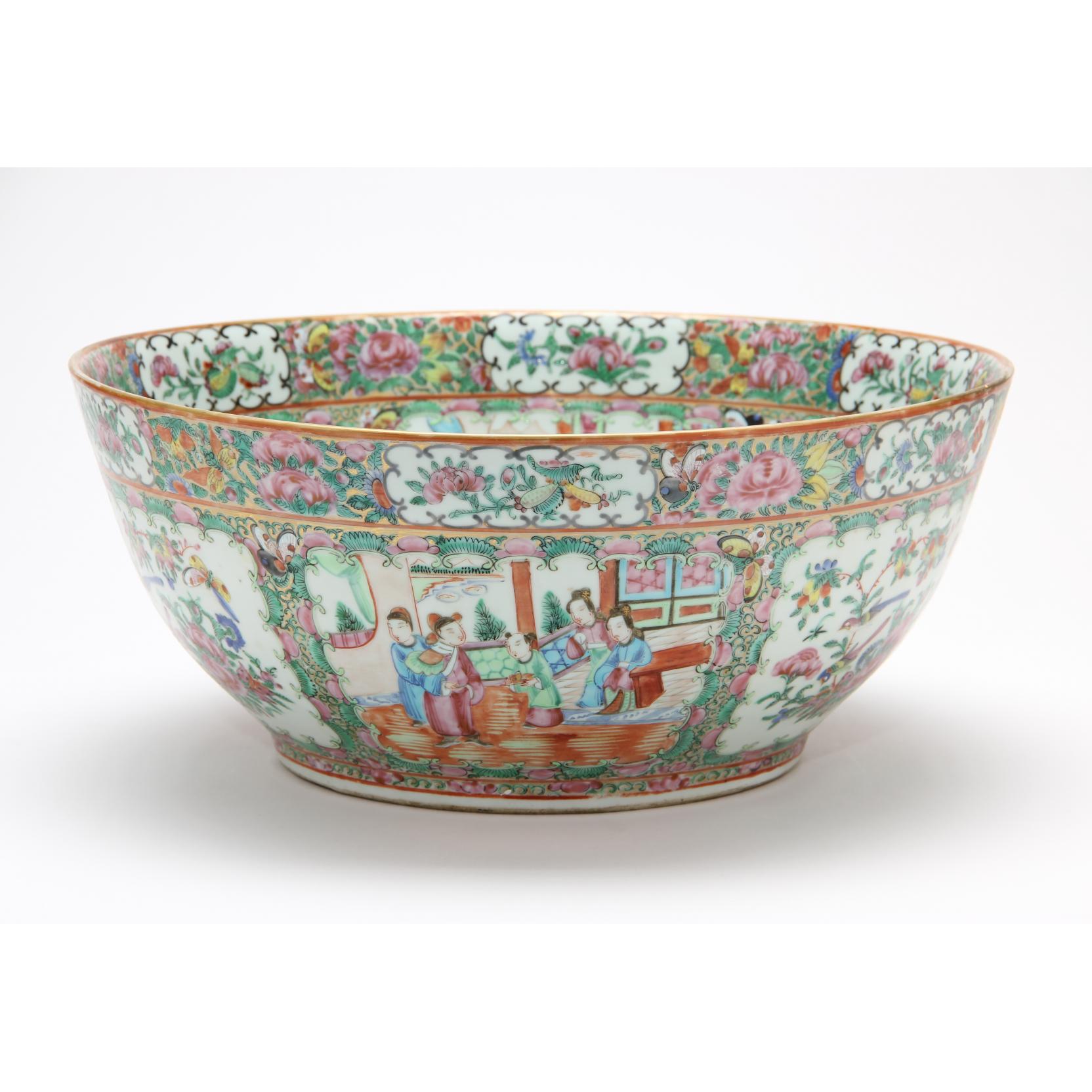 Appraisal: A Chinese Famille Rose Punch Bowl mid- th century hand