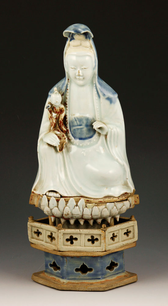 Appraisal: - Chinese Blue and White Guanyin th th century Chinese