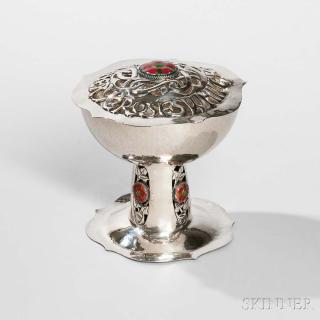 Appraisal: Edward VII Arts and Crafts Sterling Silver Potpourri and Cover