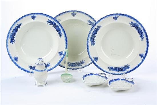 Appraisal: SIX PIECES OF BLUE FEATHER EDGE English st half- th