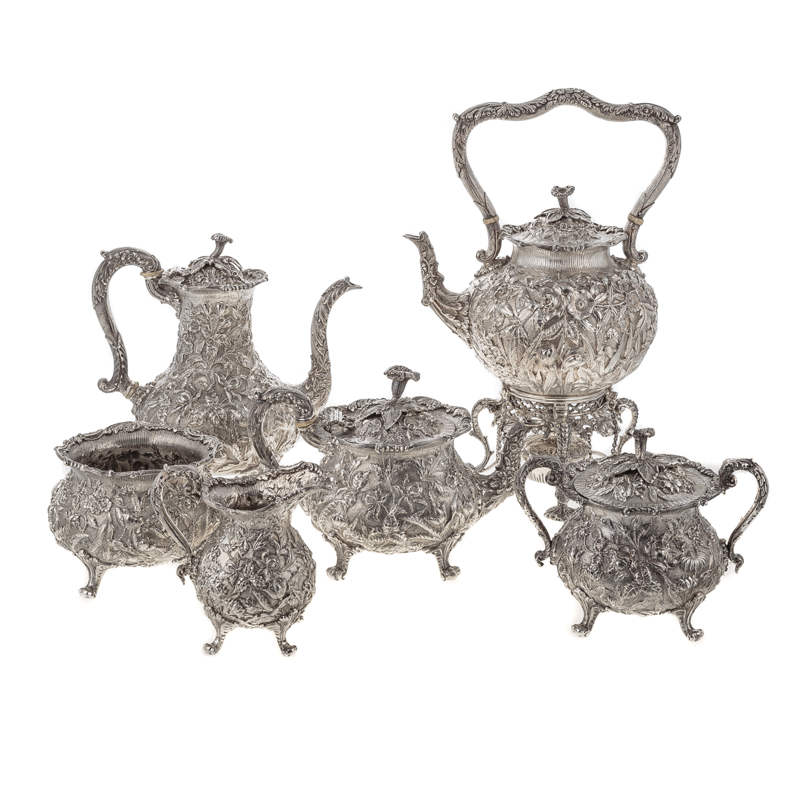 Appraisal: S KIRK SON STERLING REPOUSSE TEA AND COFFEE SERVICE Circa