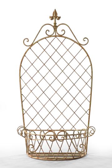 Appraisal: French Wrought-Iron Demi-lune Wall Planter-Basket second quarter th century presented