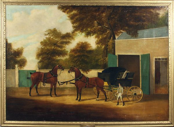 Appraisal: W M Fellowes British th Century horses and carriage with