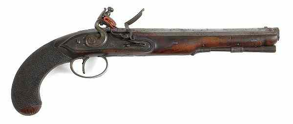 Appraisal: Harcourt of Ipswich flintlock pistol approx cal the barrel marked