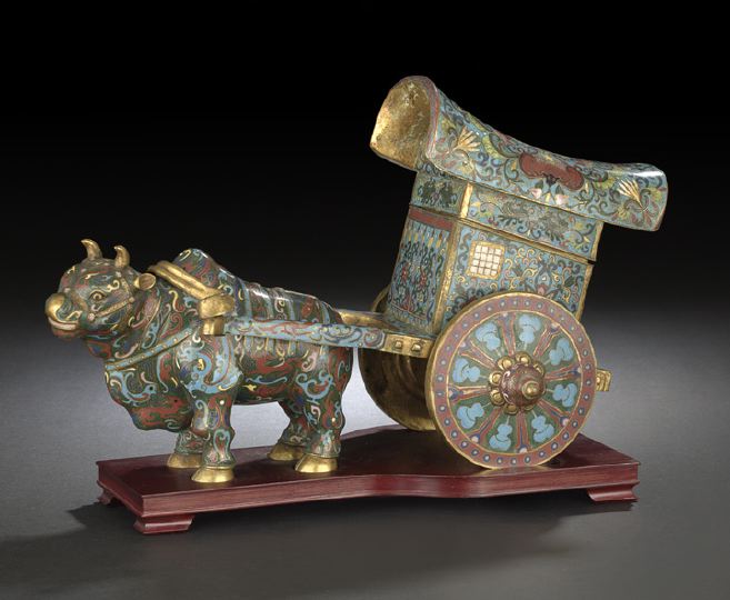 Appraisal: Chinese Cloisonne Model of an Oxcart th century modeled as