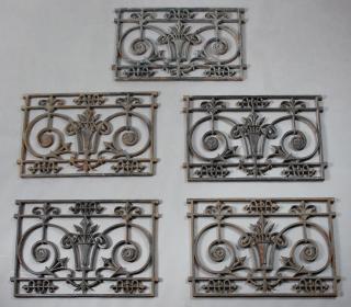 Appraisal: Five Large Cast Iron Panels early th c New Or