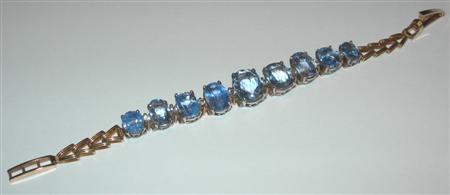 Appraisal: A ct gold mounted blue and colourless sapphire set bracelet