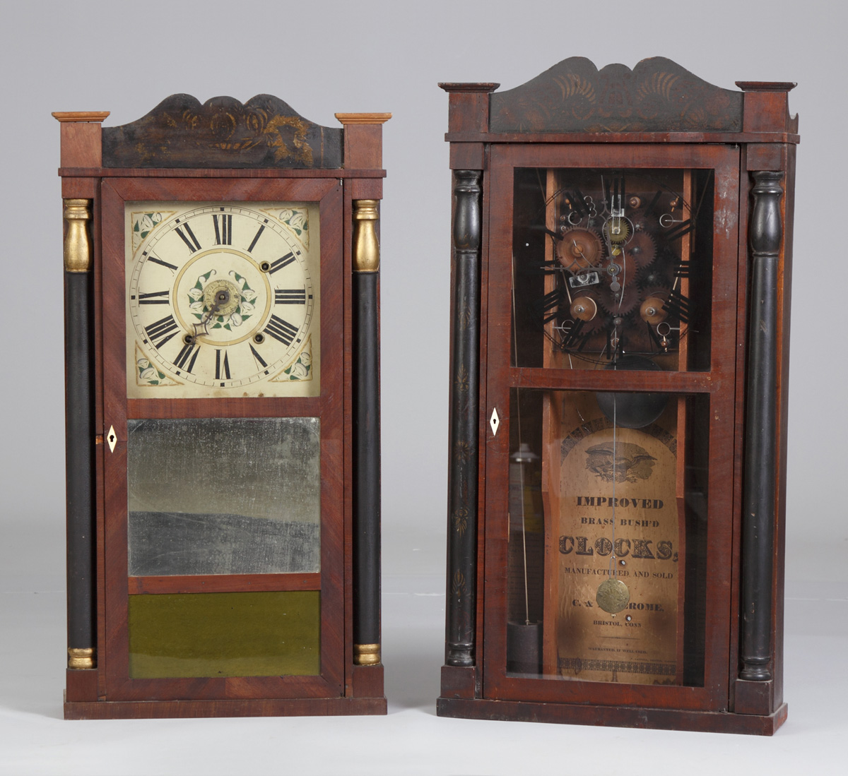 Appraisal: C N Jerome Shelf Clock Mahogany case with original finish