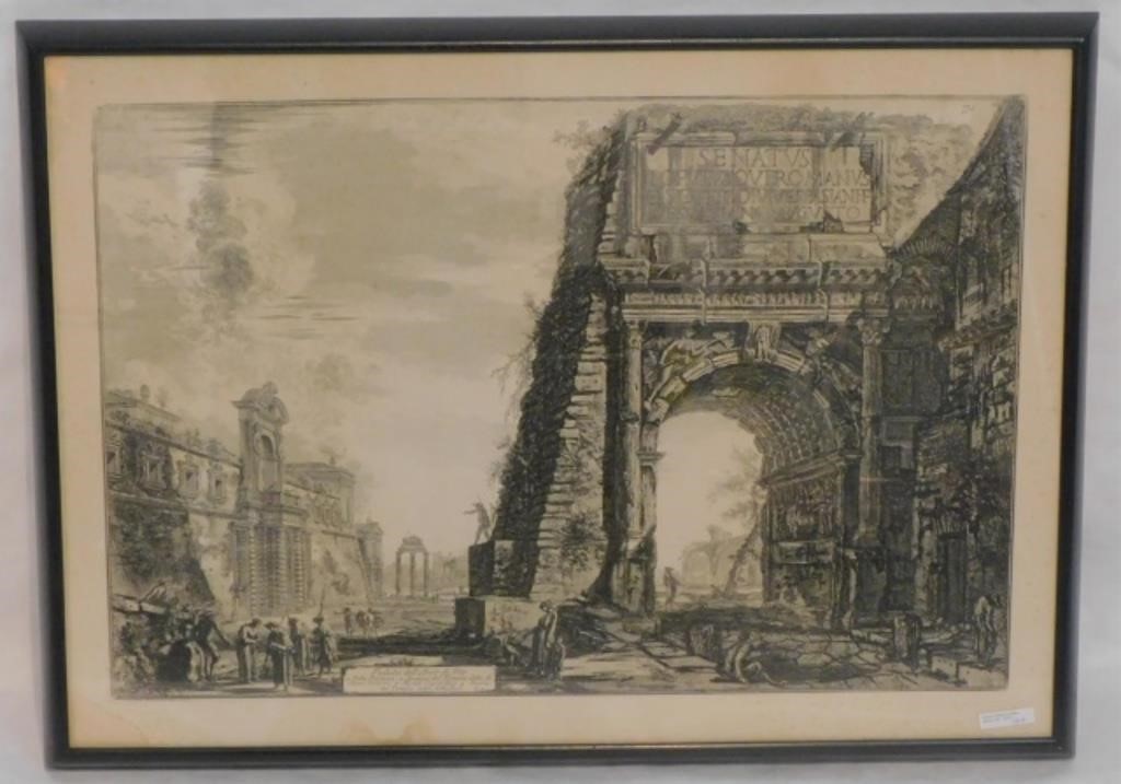 Appraisal: GIOVANNI BATTISTA PIRANESI - ITALY framed and glazed black and