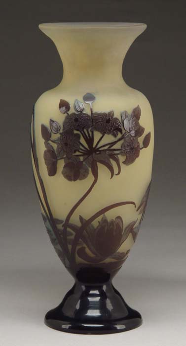 Appraisal: GALLE CAMEO WATER LILY VASE Outstanding Gall cameo vase has