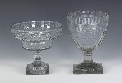 Appraisal: Irish colorless glass footed compote early th c h together