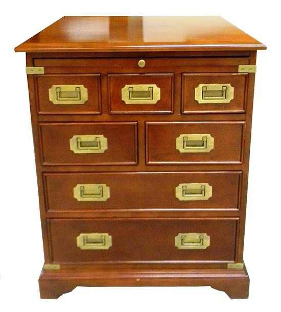 Appraisal: Campaign style chest short pull out shelf over three short