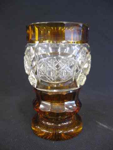 Appraisal: Bohemian Art Glass Goblet golden amber clear fine deep cut