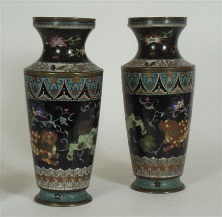 Appraisal: A pair of th century Chinese cloisonne vases of baluster