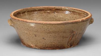 Appraisal: Edgefield stoneware bowl two lug handles medium alkaline glaze with