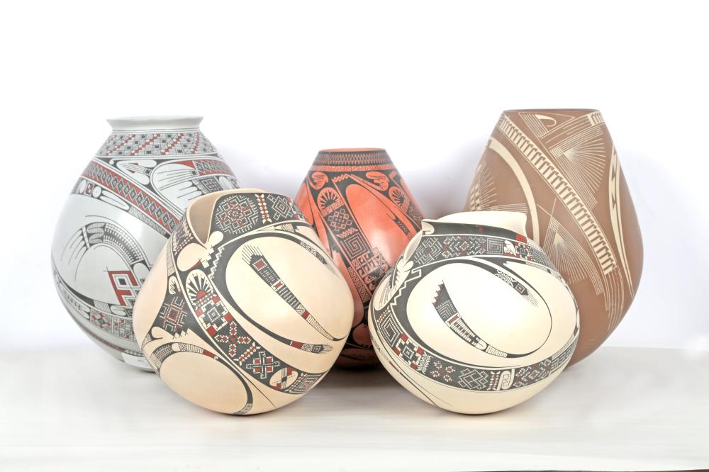 Appraisal: FIVE MATA ORTIZ CERAMIC VESSELSthe first signed Nicholas Quezada decorated