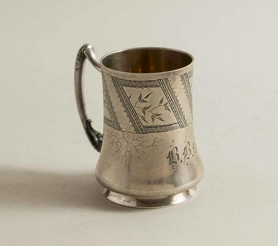 Appraisal: Vanderslice Co Aesthetic Silver Mug Gilt wash Aesthetic style mug