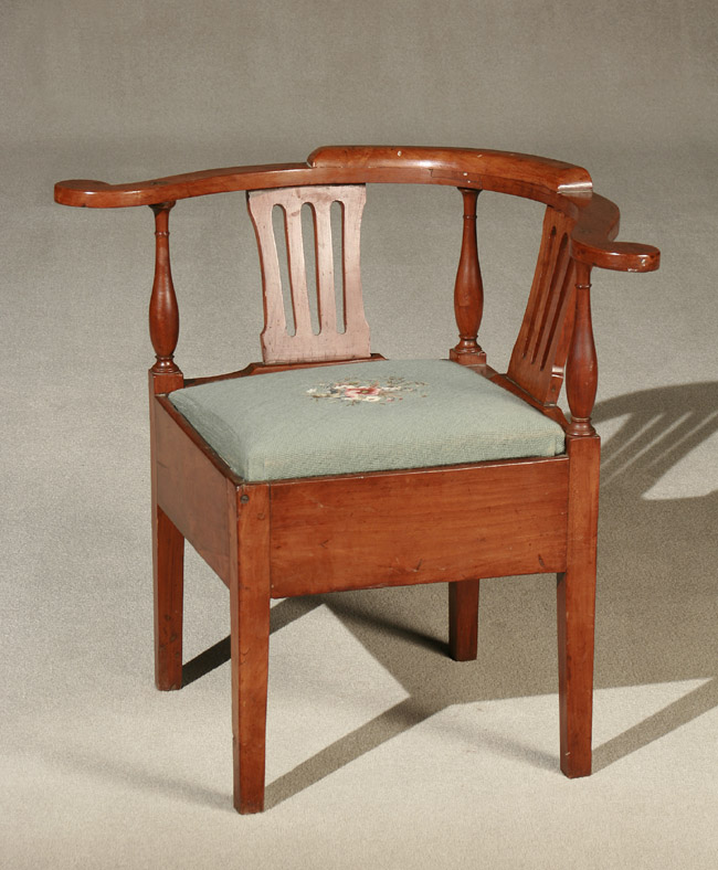 Appraisal: Chippendale Cherry Corner Armchair Probably Connecticut Circa With floral petit