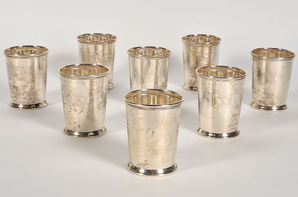 Appraisal: Eight Empire Sterling Silver Mint Julep Cups Eight Sterling Silver