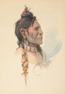 Appraisal: EDGAR S PAXSON - Plains Warrior gouache on paper x