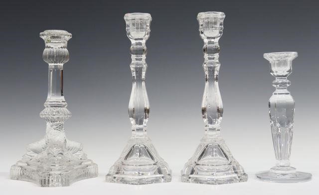 Appraisal: lot of Glass candlesticks including Tiffany Co Dolphin candlestick single