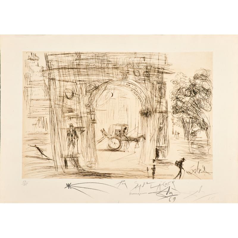 Appraisal: SALVADOR DALI Spanish - Etching Washington Gate Signed dedicated and