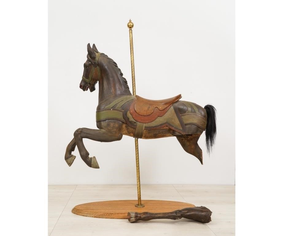 Appraisal: Gustav Dentzel - Germany US Prancer carousel carved horse circa