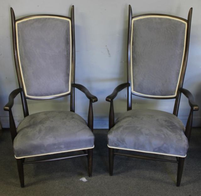 Appraisal: Vintage Modern Pair of High Back Chairs From a Philadelphia