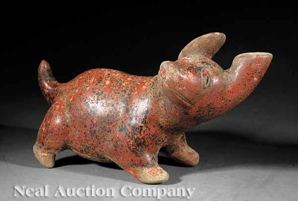 Appraisal: A Colima Polished Earthenware Dog-Form Vessel c B C -A