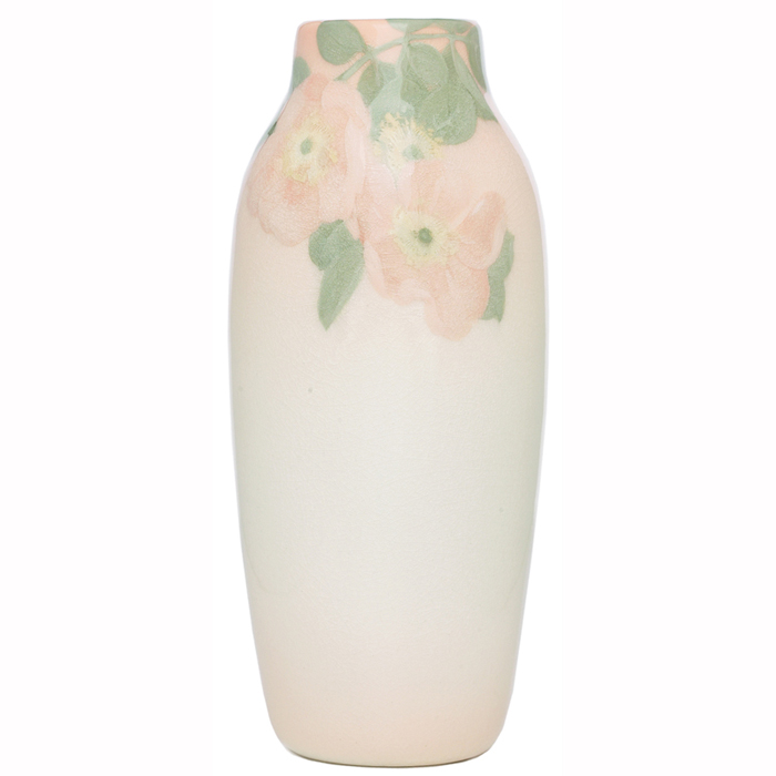 Appraisal: Rookwood vase Iris glaze with nicely painted wild roses executed