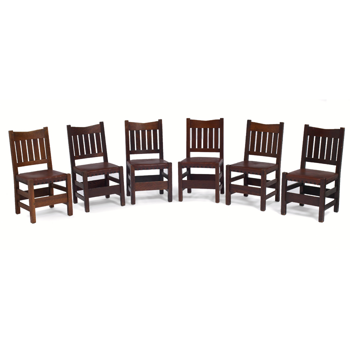 Appraisal: Gustav Stickley side chairs assembled set of six