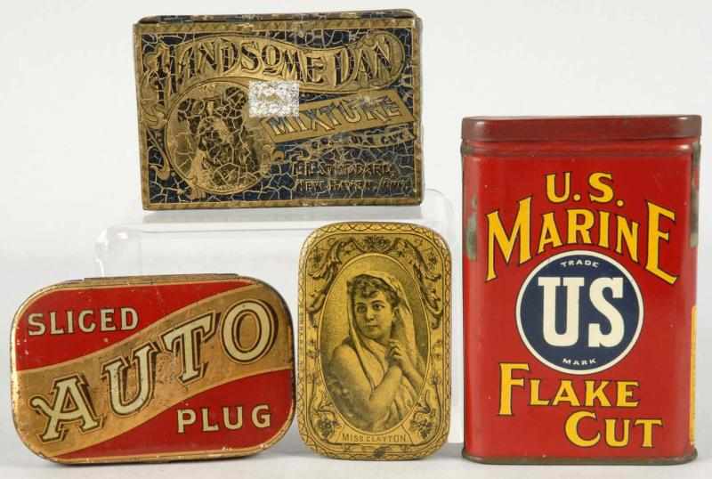 Appraisal: Lot of Early Tobacco Tins Description Includes U S Marine