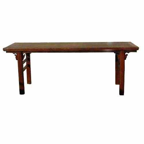 Appraisal: A Chinese Jiangsu Cypress Recessed Trestle-Leg Table circa having a