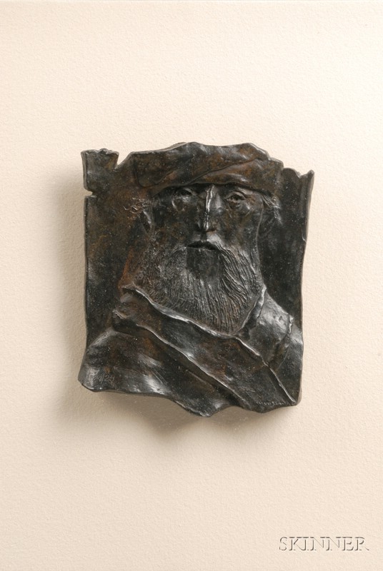 Appraisal: David Aronson American b Bronze Relief of a Bearded Man