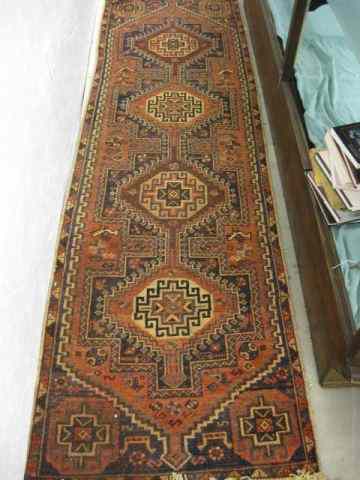 Appraisal: Shiraz Persian Handmade Runner fine earthtones geometric designs ' ''