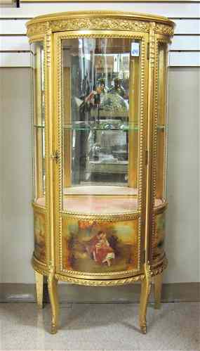 Appraisal: LOUIS XV STYLE GILTWOOD VERNIS MARTIN VITRINE American c the