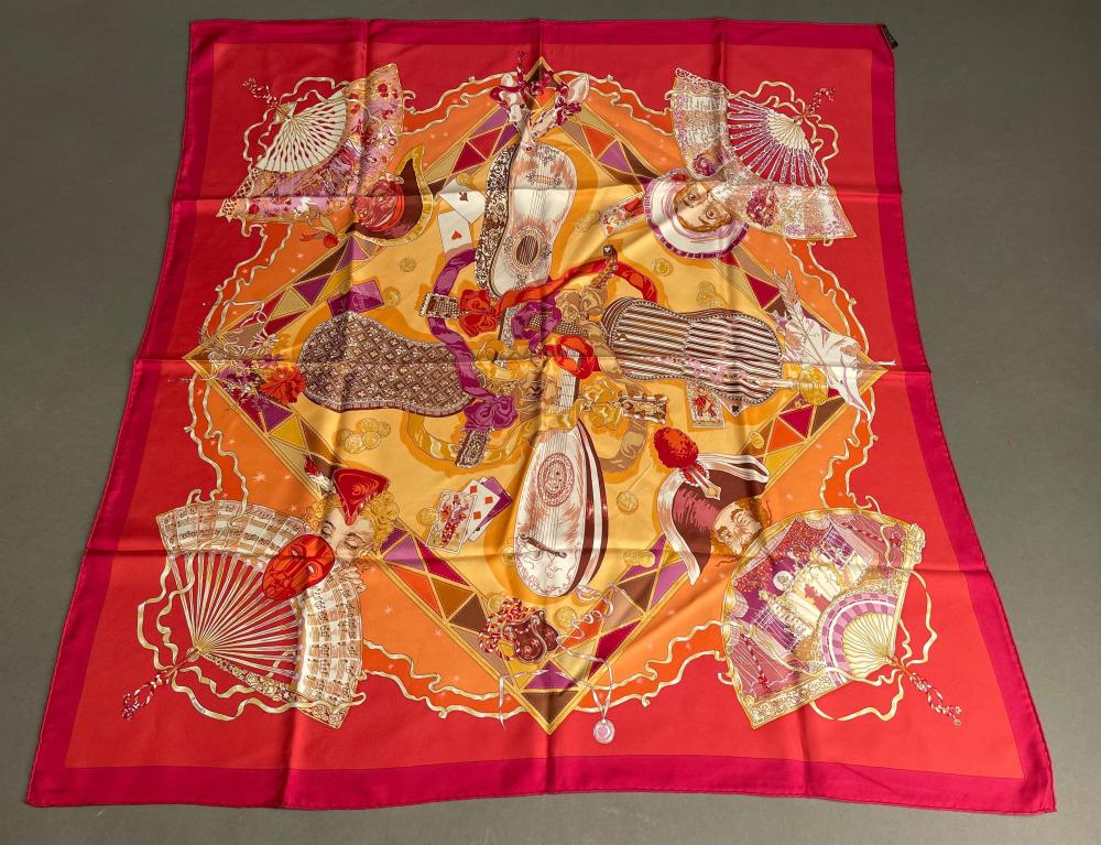 Appraisal: Hermes Paris 'Au Clair de la Lune' Silk Scarf x