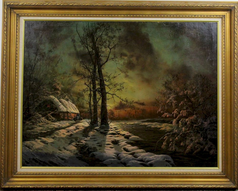 Appraisal: American Mountain Winter Landscape Painting SIGNED th Century original American